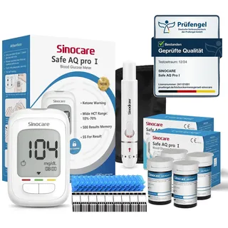 Blutzuckermessgerät Set mit Teststreifen 100, Zuckermessgerät Glucose Monitor mit 100 Lanzetten, Genaueste Silberelektrode, Keton-Warnung, mg/dL
