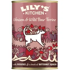 Lily's Kitchen Mit natürlichen Zutaten hergestellt Dosen-Nassfutter für ausgewachsene Hunde Terrine vom Reh und Wildschwein 400g