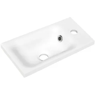 Xora Waschbecken , Weiß , Stein , 40x2.5x22 cm , Ab- und Überlaufgarnitur , Badezimmer, Waschbecken & Armaturen, Waschbecken