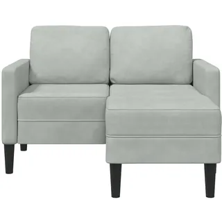 vidaXL 2-Sitzer-Sofa mit Chaiselongue L-Form Hellgrau 125 cm Samt - Grau