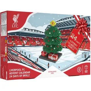 FOCO Offiziell Lizenziertes Liverpool FC BRXLZ 3D Bricks Konstruktionsspielzeug Modell Weihnachtsbaum Adventskalender 24 Tage