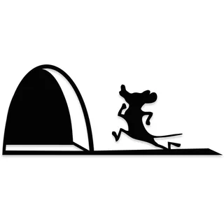 Aufkleber Mauseloch I schwarz glänzend I 20 x 8,5 cm I Wandtattoo I selbstklebend I lustiger Aufkleber für die Wand I Heim-dekoration I Mausaufkleber I dv620