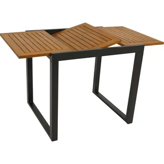 DEGAMO Gartentisch Ausziehtisch RIVELLO 80/120x70cm, Alu anthrazit + Akazie - Grau, Braun