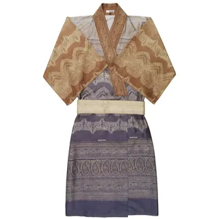 Bassetti BRUNELLESCHI Kimono aus 100% Baumwollsatin in der Farbe Grau v.G6, Größe: L-XL - 9286006