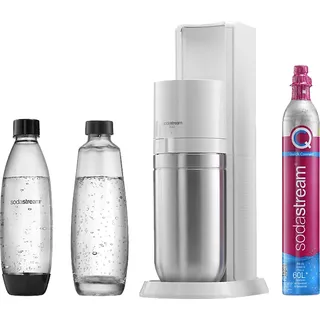 Sodastream Wassersprudler Duo weiß + Glaskaraffe + PET-Flasche + Zylinder