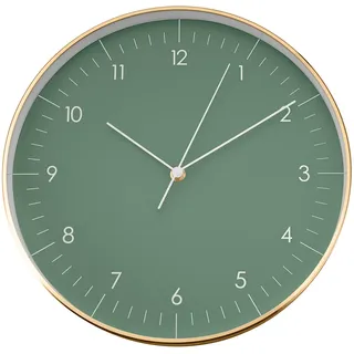 LUUK LIFESTYLE Moderne Quarz Wanduhr, Geräuschlos, 31cm, Dunkelgrün