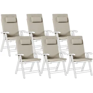 Beliani Outdoor-Sitzkissen 6er-Set Taupe 50/45 cm Java/Amantea Premium , Textil , Rechteckig , 71x71x50 cm , Gartenmöbel, Gartenpolster & Auflagen, Sesselauflagen