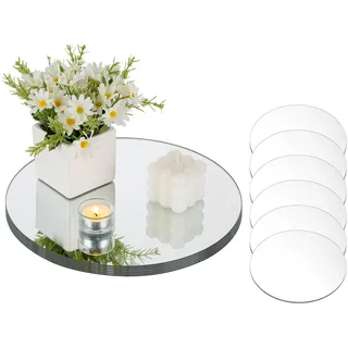 NUPTIO Runder Spiegel Spiegelplatte Glas - 12 Stück 30cm Runde Tabletts Kerzen Platten Kreis Untersetzer Hochzeitstisch Tisch Tafelaufsätze Hochzeitsdekoration Hochzeitsdeko Home Dekoration