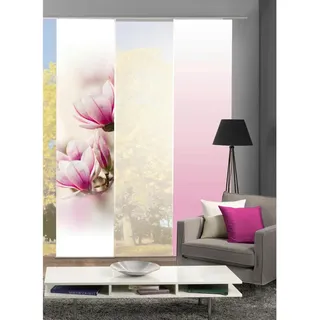 Flächenvorhang Magnene, 3-Tlg. , Rosa , Textil , Abstraktes , 3x60x245 cm , mit Paneelwagen, Seidenoptik , Heimtextilien, Vorhänge, Flächenvorhänge