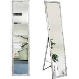 BD ART Stand-Ankleidespiegel Rustikal Kiefer 155,8 x 35,8 cm Vintage Shabby Chic Standspiegel Garderobe Standspiegel Rustikal Zeitloser eleganter MDF Rahmen - Weiß