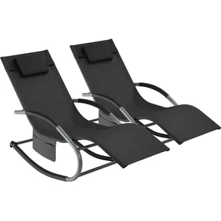 Tectake Taya Gartenliege 200 x 62 x 92 cm Schwarz