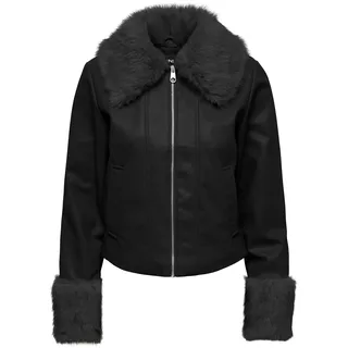ONLY Lederimitatjacke "ONLBAZ FAUX LEATHER FUR JACKET CC OTW" Lederimitat, schwarz