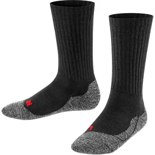 FALKE Unisex Kinder Socken Active Warm K So Wolle Funktionsmaterial dick atmungsaktiv einfarbig 1 Paar, Schwarz Black 3000, 19-22