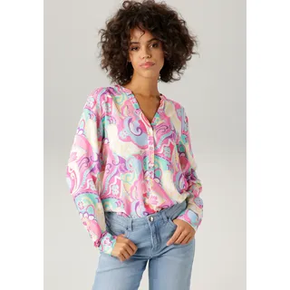 Aniston CASUAL Schlupfbluse mit graphischem Druck in 2 Farbkombinationen Aniston CASUAL pink-hellpink-rosa-weiß-hellblau-gelb-lila grün
