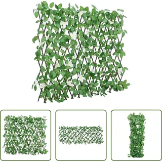 The Living Store Rankgitter mit Künstlichem Efeu Erweiterbar Grün 186x30 cm