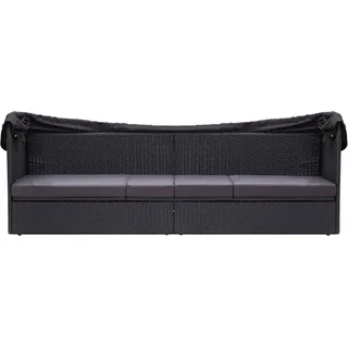 VidaXL 46092, Terrasse, Gepolsterter Sitz, Stoff, Polyrattan, Stahl, Schwarz, 58 cm, 7 cm - Schwarz