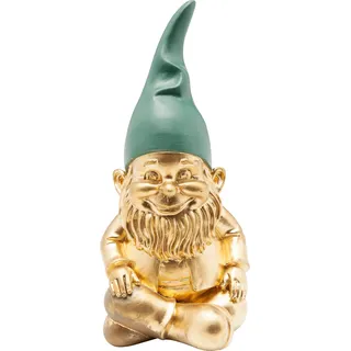 Kare Design Deko Figur Zwerg Sitting, Gold/Grün, Deko Objekt, Dekoration für Wohnzimmer, Schlafzimmer, Büro, Regale, Gartenzwerg, Accessoire, 19x9x9 cm (H/B/T)