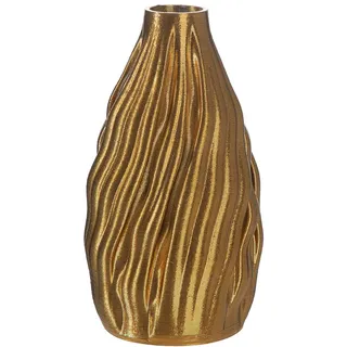 GILDE Vase Fold - Keramik - Gold - Höhe 20cm x Ø 10cm - 3D gedruckt - wasserdichte Blumenvase