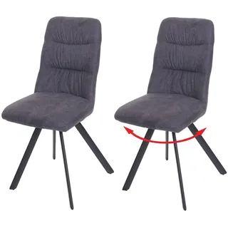 Mendler Esszimmerstuhl HWC-J69 Samt anthrazit 2er Set