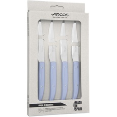 Arcos Serie Steak Basics – 4-teiliges Steakmesser-Set – Klinge aus Nitrum-Edelstahl 110 mm – glatte Schneide – Griff aus Polypropylen – Farbe Blau