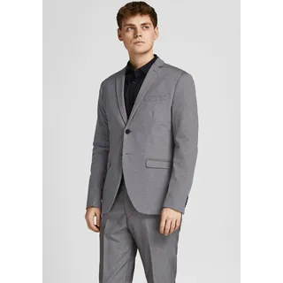 Sakko JACK & JONES "JPRFRANCO Blazer mit 2-Knopf-Form und extra schmalem Schnitt", Herren, Gr. 46, grau (light grau melange), Web, Obermaterial: 78% Polyester, 17% Viskose, 4% Elasthan, 1% sonstige Fasern, meliert, slim fit, 1-Knopf-Manschette, Sakkos Sakko, unifarben, modisch, slim fit, Kunstfaser