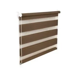 Doppelrollo Duorollo 120 cm breit 150 cm lang hellbraun mocca inkl. Seilzug Fensterrollo Klemmrollo