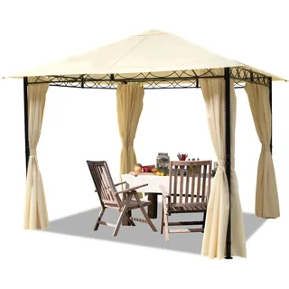 Gartenpavillon 3x3 m wasserdichter Pavillon mit 4 Seitenteilen Dachplane ca. 180 g/m2 - Beige
