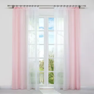 HongYa 2er-Pack Farbverlauf Gardinen Transparenter Voile Vorhänge Schals mit Kräuselband H/B 245/140 cm Rosa