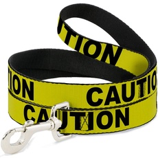Buckle-Down Hundeleine Caution Gelb Schwarz 122 cm lang 3,8 cm breit Mehrfarbig