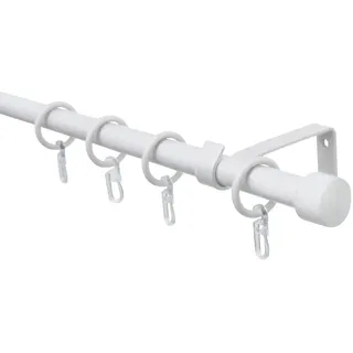 GARDINIA Gardinenstangen Set Cap 1-läufig Ø 16 mm 240 cm weiß