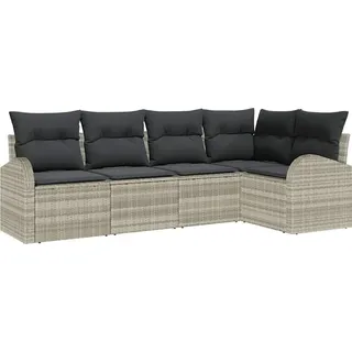 vidaXL Sofa Set mit Kissen Hellgrau Polyester - Hellgrau