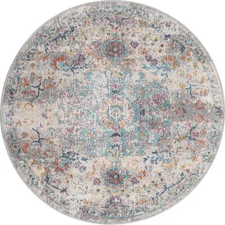 Outdoor Flachgewebe Teppich Balkon Terasse Küche Vintage Stil Rund - Bunt