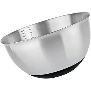 MGE World - Edelstahl Schüsseln mit Rutschfeste Silikonböden - Rührschüssel, Salatschüssel, Servierschüssel, Obstschale - 18 cm, 1.5 Liter, Silber, Elegant, Edelstahl, Rutschfest und langlebig