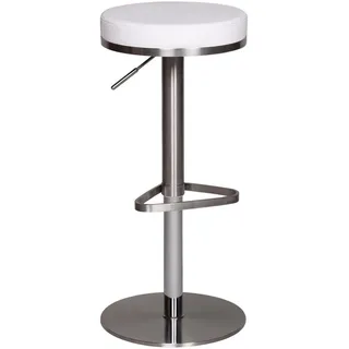 Mid.you Barhocker , Weiß , Textil , Säule, Bodenplatte , 38x57x38 cm , Sitzfläche 360° drehbar , Esszimmer, Stühle, Hocker
