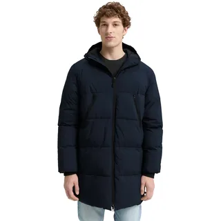 Steppjacke TOM TAILOR DENIM, Herren, Gr. L, blau (sky captain blau), Web, Obermaterial: 100% Polyester. Futter: 100% Polyester, Strukturmuster, unifarben, regular fit Po-bedeckend, elastischer Bund, Jacken Steppjacke, mit Logo Print