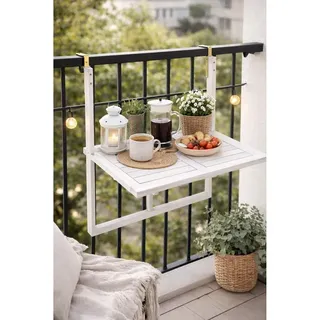 Balkonhängetisch Balkontisch Hängetisch Klapptisch Balkon Tisch Weiß Klappbar - Weiß