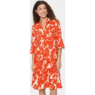 Saint Tropez Blusenkleid »EdaSZ Dress« Sommerkleid, Tunikakleid mit Volant und 3/4 Ärmel, orange