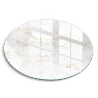 Wallfluent Glasplatte Ø 30 cm Eleganter Stein Marmor , Weiß , Glas , Rund , 30x30 cm , Küchenzubehör, Schneidebretter