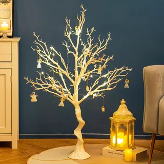 Sziqiqi 105cm Weiß Oster Äste und Zweige Deko Baum Osterbaum Groß Künstliche Bäume Wunschbaum Hochzeit Dekobaum Dekozweige Ostern für Drinnen Draußen Boden Verlobung Weihnachten Geburtstag Party