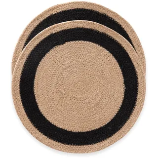 Tischsets, rund, Jute, natürlich, handgefertigt, 38 x 38 cm, 2 Stück