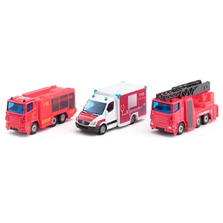 Siku 6326, Notruf-Set, Metall/Kunststoff, Rot/Weiß, Spielkombination, Bewegliche Teile
