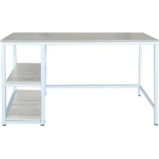 Schreibtisch Stoer - Computertisch - Industriedesign - mit Stauraum - weiß braun - Weiß