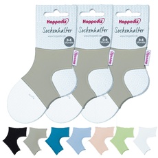 Hoppediz Sockenhalter für Baby Socken, 0-6 Monate, 3-er Set, grau