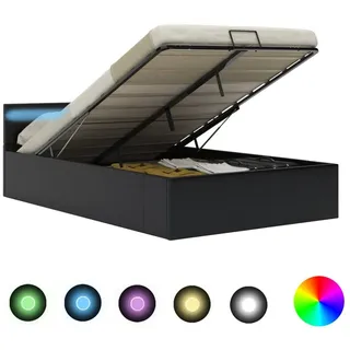 vidaXL Stauraumbett hydraulisch  LED 140 x 200 cm schwarz