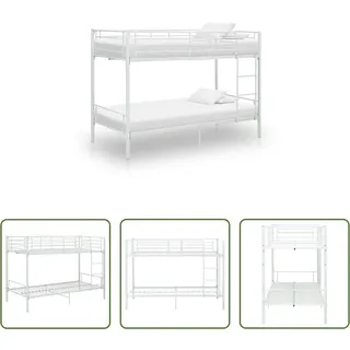 The Living Store Etagenbett Weiß Metall 90×200 cm - Weiß