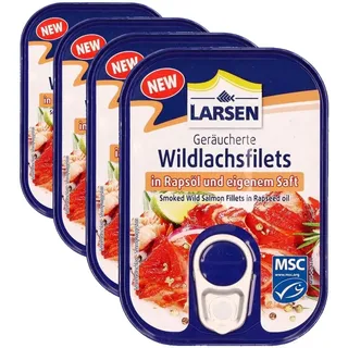 Larsen MSC Wildlachsfilets In Rapsöl & Eigenem Saft, 110 g (Packung mit 4)