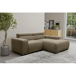 DOMO collection Ecksofa »Brandon kleine Ausführung B/T/H: 214/100/80 cm«, Mit Kopfteilverstellung, auch in Leder und Cord, L-Form, braun