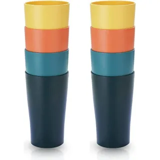 Kunststoffbecher 8er Set 450ml Kaffeetassen unzerbrechlich wiederverwendbar für Camping Picknick Reisen