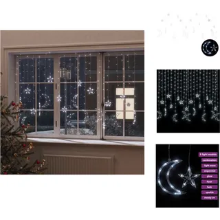 vidaXL Lichterketten Stern und Mond Fernbedienung 345 LED Kaltweiß - Weihnachtsbeleuchtung