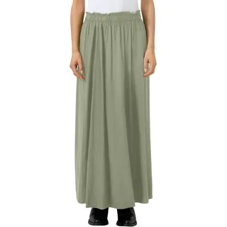 Maxirock QS, Damen, Gr. 34, grün (olive), Web, Obermaterial: 100% Viskose, unifarben, regular fit lang, Röcke Maxirock, Sommerrock mit elastischem Bund und aus reiner Viskose